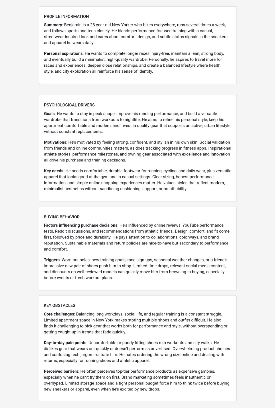 Delve AI audience persona dashboard core information modules