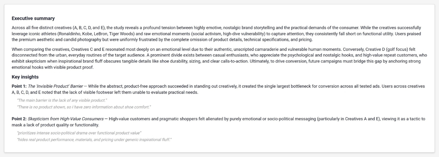 creative testing report