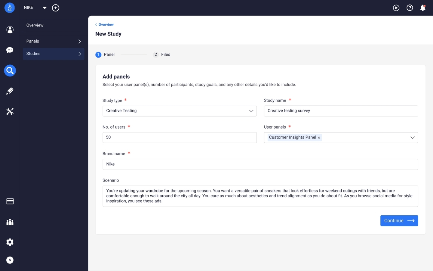 creative testing user flow