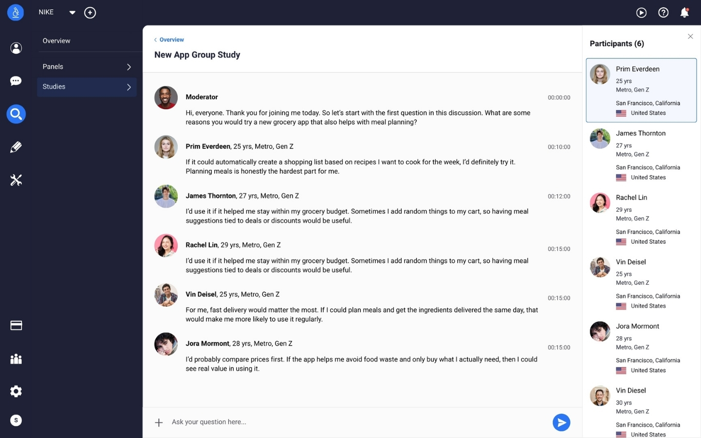Delve AI focus group discussions