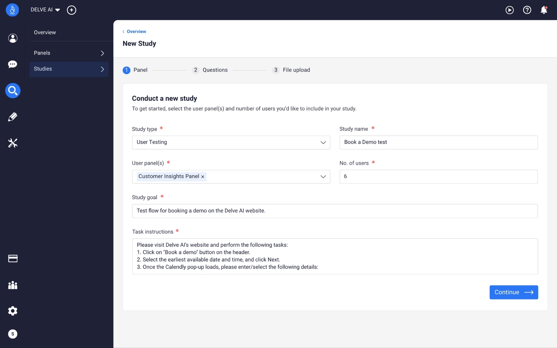 user testing dashboard