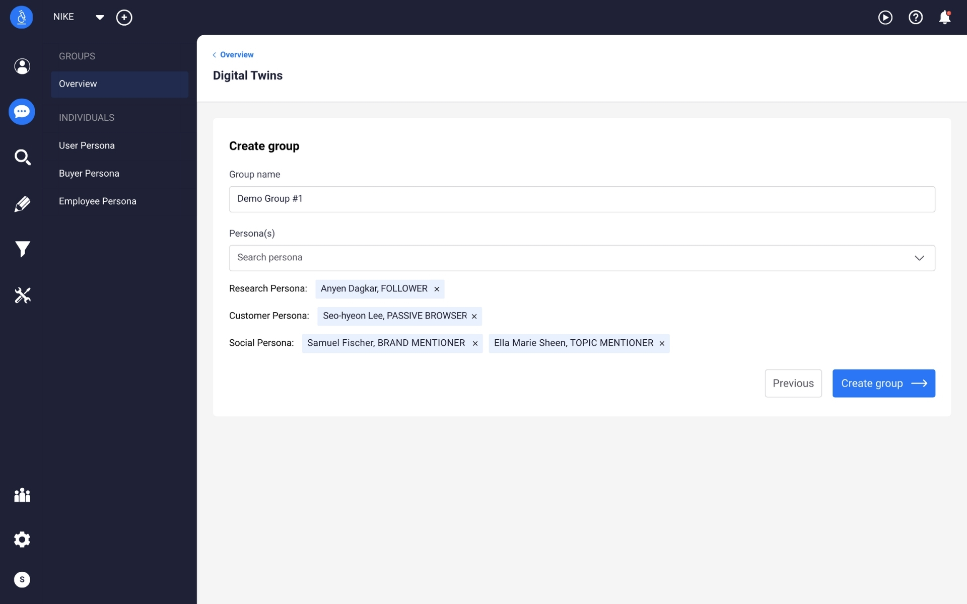 digital twin group chat settings