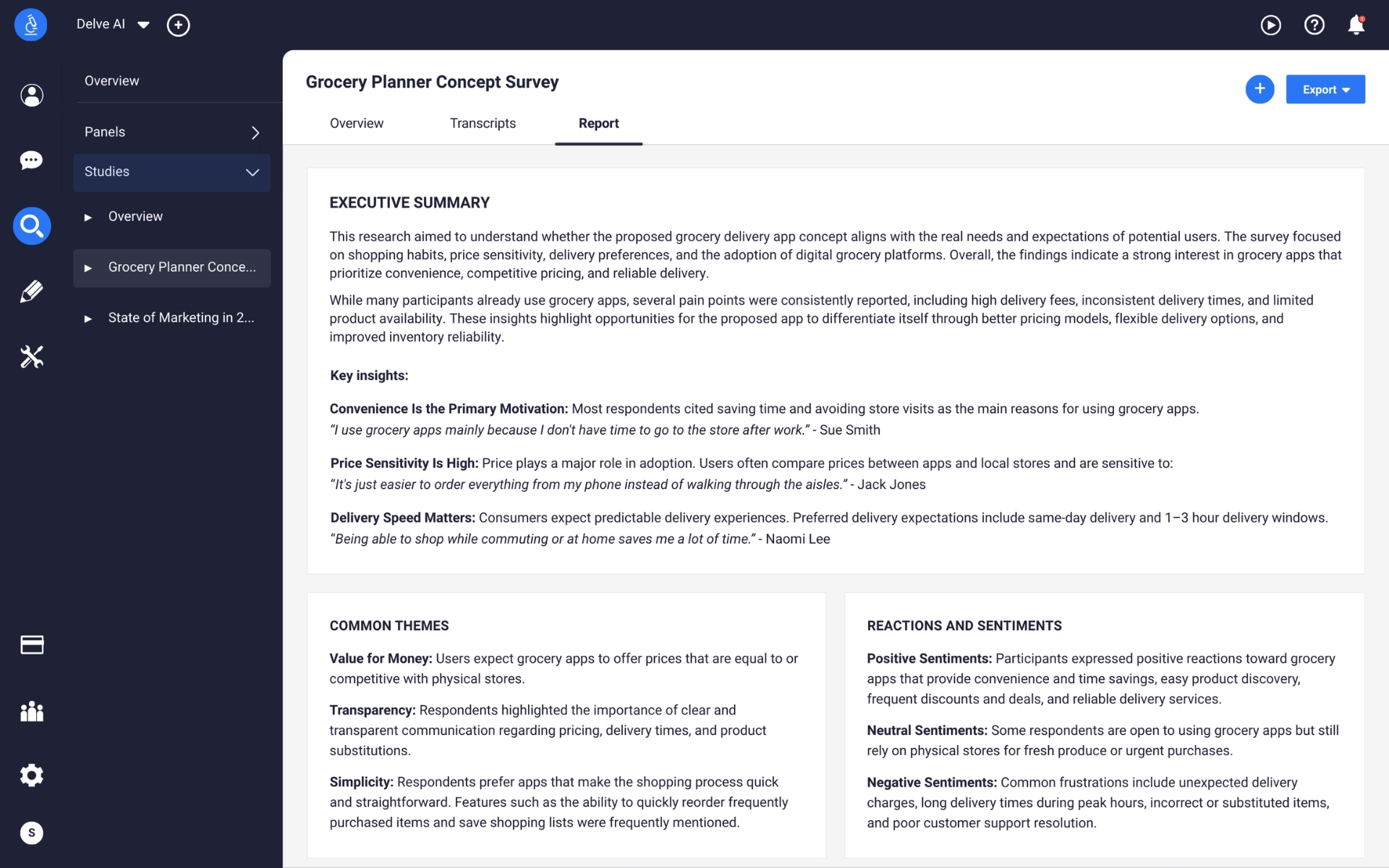 Delve AI synthetic panel survey results – detailed study report