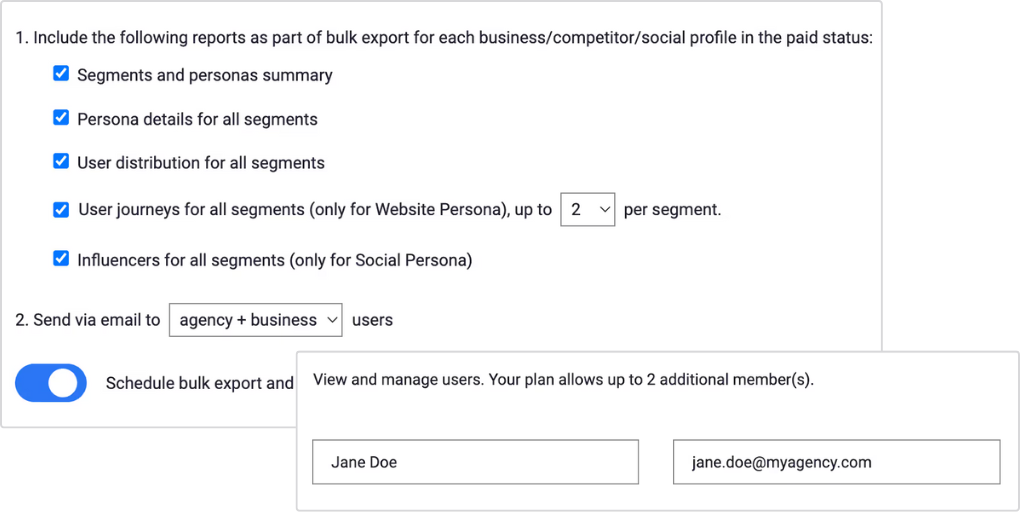 Export and share persona segments